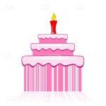 Pink 3 Layered Cake with a Candle and Barcode Design Base